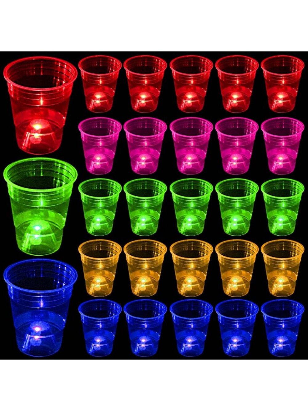 60 Glow in the Dark Party Cups - Perfect for Birthday, Nighttime Events